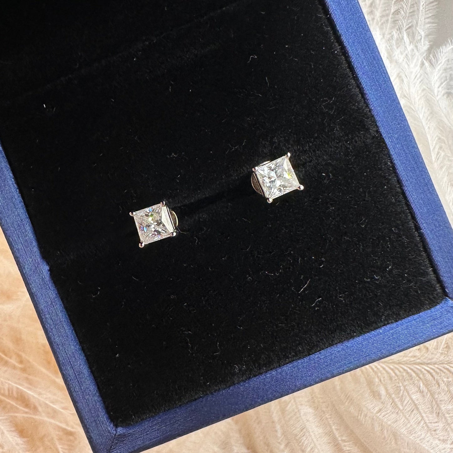 Princess Cut Stud Earrings | 1 ct. (2x.5ct) Moissanite & Sterling Silver