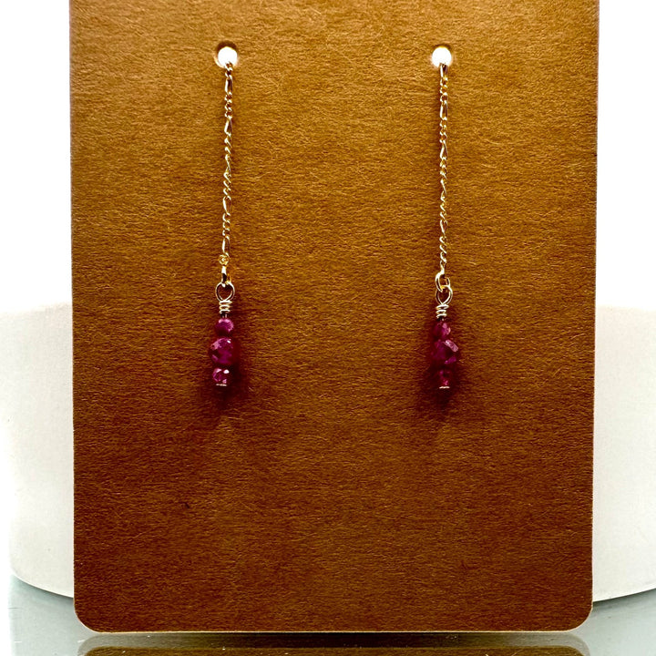 Ruby Gemstone Threader Earrings The forEVER Jewelry