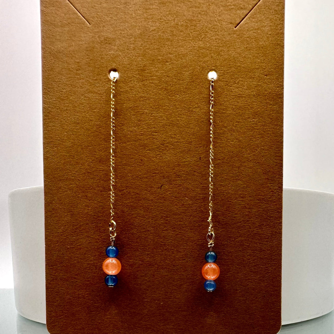 Papaya Jade & Blue Onyx Gemstone Threader Earrings The forEVER Jewelry