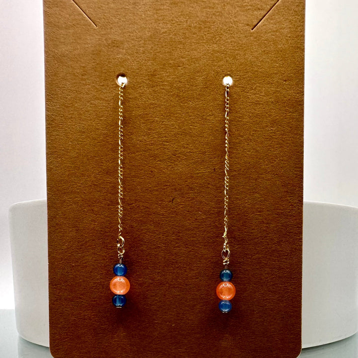 Papaya Jade & Blue Onyx Gemstone Threader Earrings The forEVER Jewelry