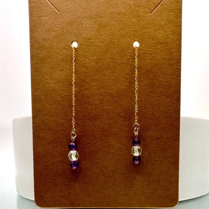 Amethyst & Flourite 2 Gemstone Threader Earrings The forEVER Jewelry