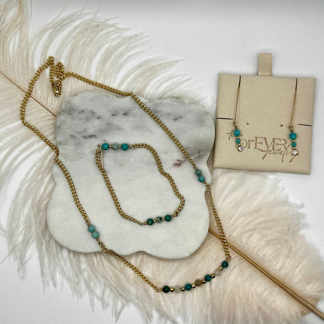 Jewelry Amazonite Necklace, Bracelet & Earrings Set The forEVER Jewelry