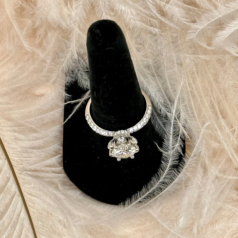 Fleur Moissanite Sterling Silver Engagement Ring