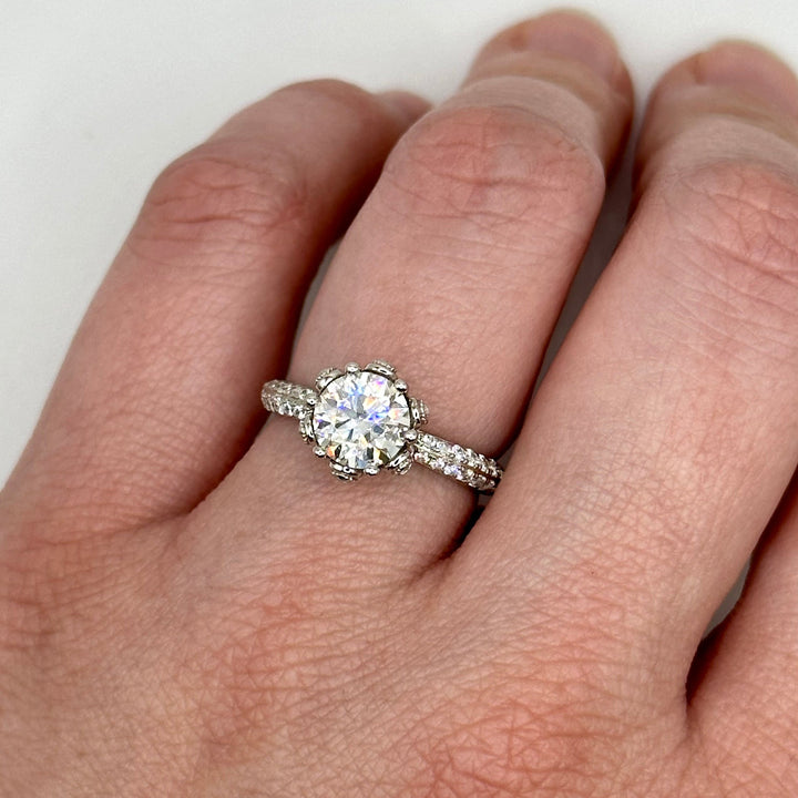 Fleur Moissanite Sterling Silver Engagement Ring