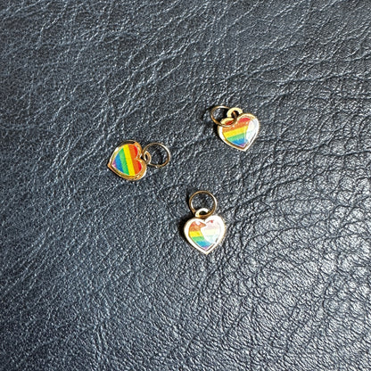 14k Yellow Gold Rainbow Heart Pride Charm with Enamel Inlay