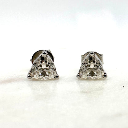 Trillion Cut Stud Earrings |  1 ct. (2x.5ct) Moissanite & Sterling Silver