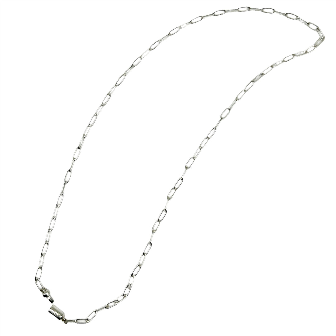 forEVER Necklace in sterling silver | Round lock, paperclip chain